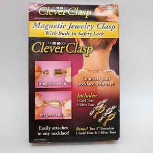 Clever Clasp 4 Pack Magnetic Jewelry Clasp BONUS Extenders Gold Silver NEW